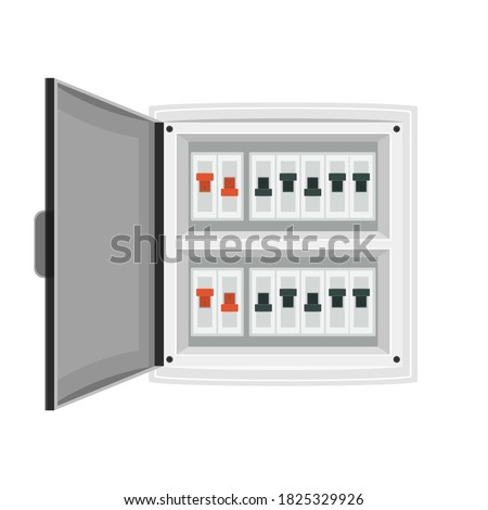Fuse board box. Electrical power switch panel. Electricity equipment. Vector EPS 10. ストックフォト © 