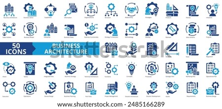 Business architecture icon collection set. Containing strategy, execution, management, execution, operations, service, planning icon. Simple flat vector illustration.