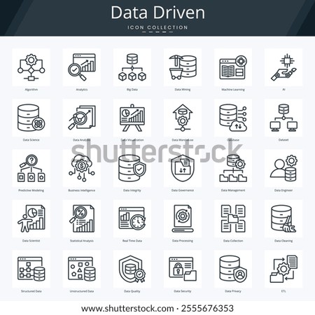 Data driven outline icon pack for machine learning and predictive modeling