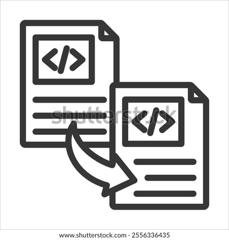 Duplicated Code Outline Icon Vector Illustration