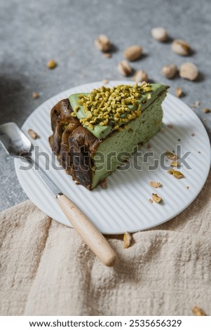 Similar – Image, Stock Photo Fresh blueberry pistachio cake with whole berries on top