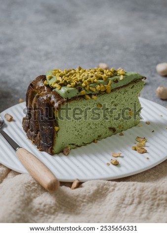 Image, Stock Photo Fresh blueberry pistachio cake with whole berries on top