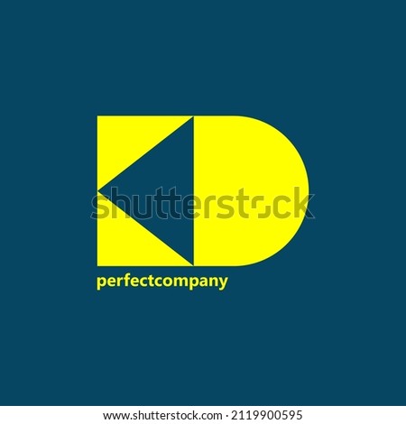 Yellow triangles and a half circle shaped like KD monogram logo with negative space arrow or play button. Suitable for product, brand, and company. Stock fotó © 