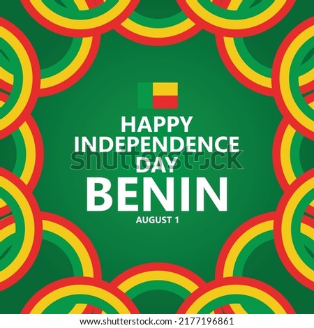 Benin independence day vector template with ribbon flags. African country public holiday social media post template.