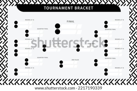 Monochrome vector tournament bracket with diagonally placed lines pattern. Simple black and white knocked-off stages. Suitable for football, badminton, basketball, and other sports.