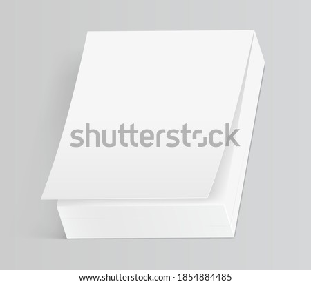 Mock up of tear off notebook or calendar isolated on gray background. 3d realistic mockup of blank paper book for tearing. Vector illustration