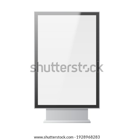 Blank billboard for public transport stop and outdoor advertisement template isolated on white background. Ad poster or banner mockup. 3d vector illustration