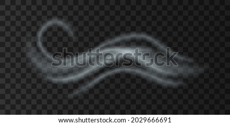 Cold wind fog blow, realistic weather icon. Autumn or winter forecast icon with white smoke flying. Flow snowy smoky stream, icy vapor. Realistic 3d vector illustration