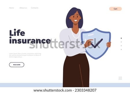 Online service landing page promoting life insurance policy for people, property and business