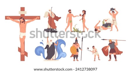 Bible story set with legendary characters in biblical religious sacred scenes from holy book