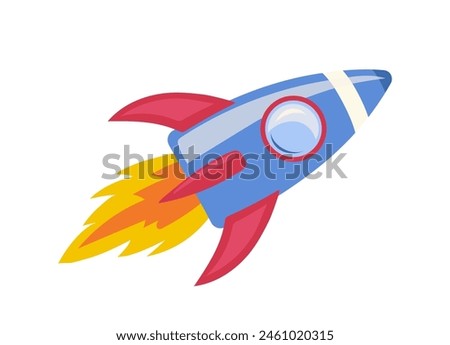 Flying rocket vector illustration children toy baby shower design isolated on white background