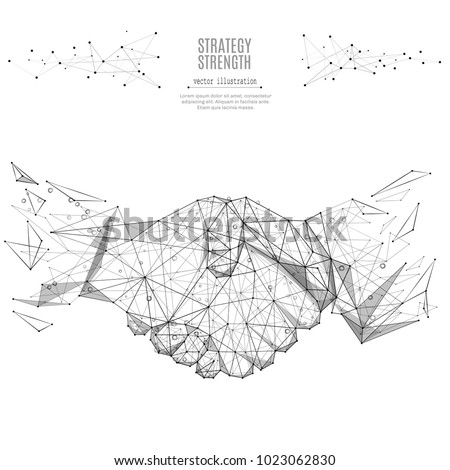 Abstract mash line and point Business handshake origami on white background with an inscription. Starry sky or space, consisting of stars and the universe. Vector business illustration