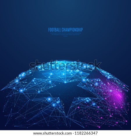 Football championship background. Low poly blue and purple. Polygonal abstract sports illustration. In the form of a starry sky or space. Vector image in RGB Color mode.