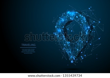 Pin disease low poly blue. Abstract 3D vector wireframe illustration in the form of a starry sky or space, consisting of points, lines, and shapes in the form of planets, stars and the universe. 