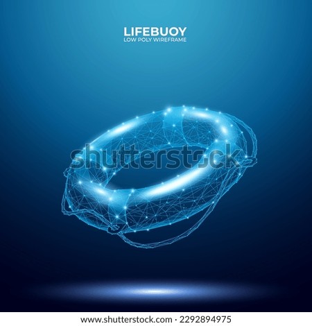 Abstract lifebuoy in technology blue on dark background. Vector illustration