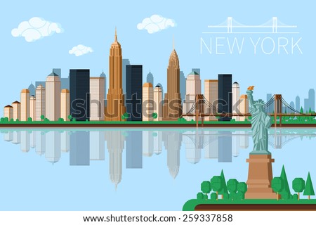 New York city architecture vector illustration. Skyline