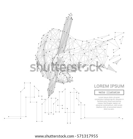 Abstract hand draws a drawing polygonal, geometry triangle. Light connection structure. Low poly vector background. Connection structure