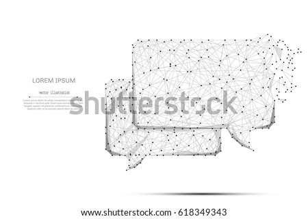 Abstract mash line and point Cloud of dialogue on white background with an inscription. Starry sky or space, consisting of stars and the universe. Vector business illustration