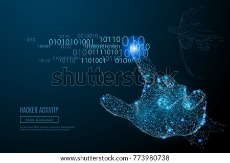 Abstract image of Hacker Activity in the form of a starry sky or space, consisting of points, lines, and shapes in the form of planets, stars and the universe. Vector cyber attack. RGB Color mode