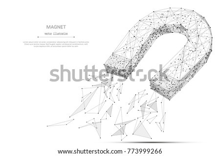 Abstract mash line and point magnet origami on white background with an inscription. Starry sky or space, consisting of stars and the universe. Vector low poly wireframe illustration