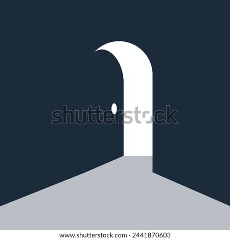 Open doors of opportunity and success. Vector showing a door slightly open spreading light from the other side. Mysterious entrance of a room in the dark. Business opportunity posts and posters.