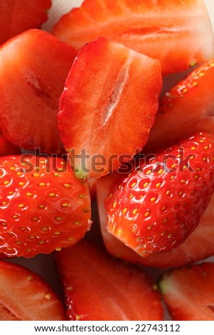 sliced red strawberry closeup texture
