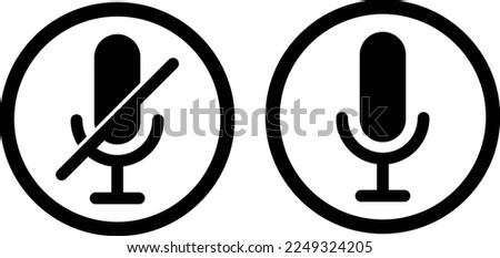 Mute or Slash Mic, Microphone Icon Set