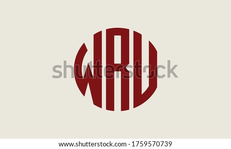 WRU Circle Emblem Abstract Monogram Letter Mark Vector Logo Template