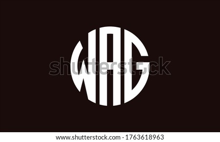 WAG Circle Emblem Abstract Monogram Letter Mark Vector Logo Template