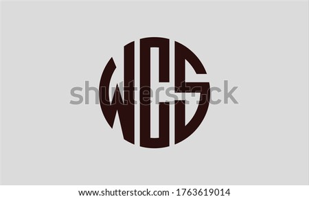 WCS Circle Emblem Abstract Monogram Letter Mark Vector Logo Template