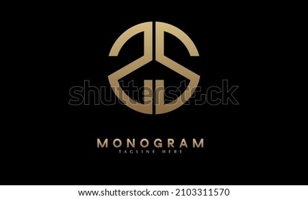 Alphabet ZS or SZ illustration monogram vector logo template in round shape Stock fotó © 