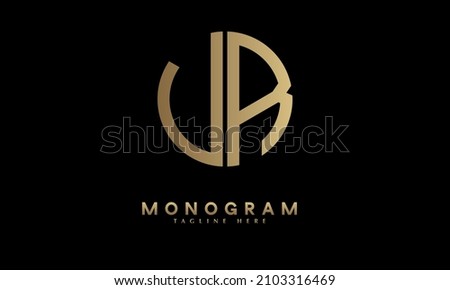 Alphabet UR or RU illustration monogram vector logo template in round shape