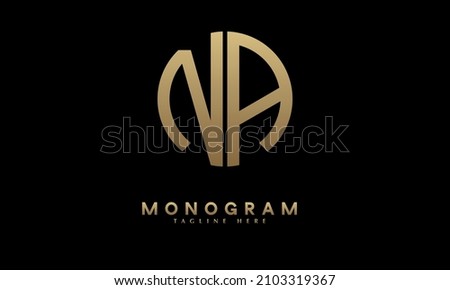 Alphabet NA or AN illustration monogram vector logo template in round shape