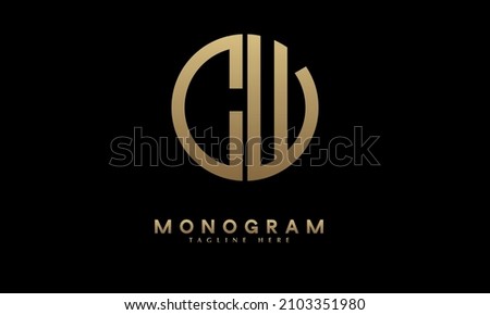 Alphabet CW or WC illustration monogram vector logo template in round shape