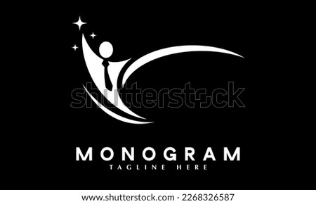 Chasing star dreams success sign icon abstract monogram vector logo template