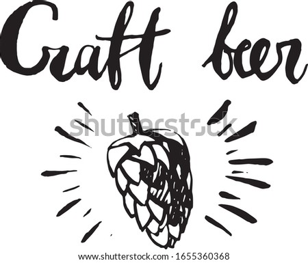Handwritten vector  word “Craft beer”. 
Hand lettering illustration. Brush handwritten 
text  for poster, banner, pub, bar.