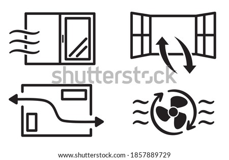 
Ventilation illustration icon set, pictogram