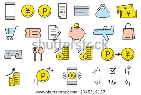 Point coin and money in life icon illustration