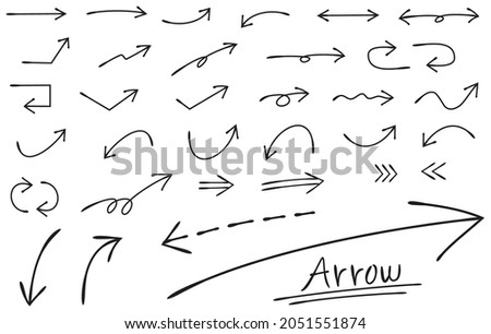 Thin line handwritten arrow set