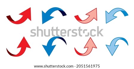 Half-turn arrow illustration, ascending and descending