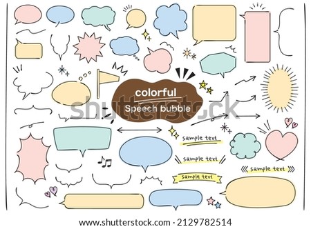 Set of colorful handwritten speech bubbles that look like they were written with a pen.