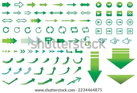 green arrow icon set of various designs