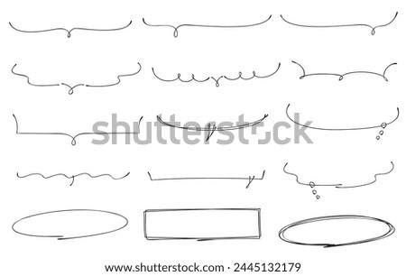 Handwritten line drawing underline speech bubble set