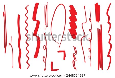 Red pen vertical line set