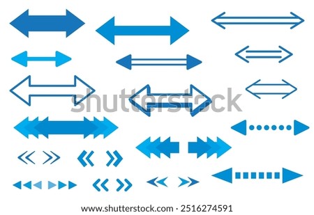 Blue icons of double arrows with various designs