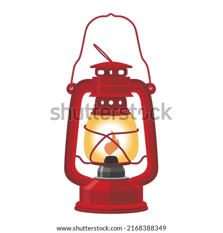 Camping red lamp with wick. Vector clipart.