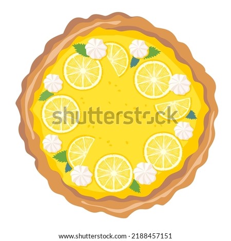 Similar – Image, Stock Photo Sliced lemon pie on blue background. Fruit tart slices