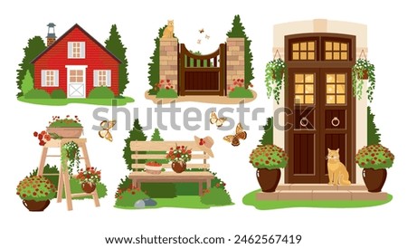 Similar – Image, Stock Photo Cat in front garden Red