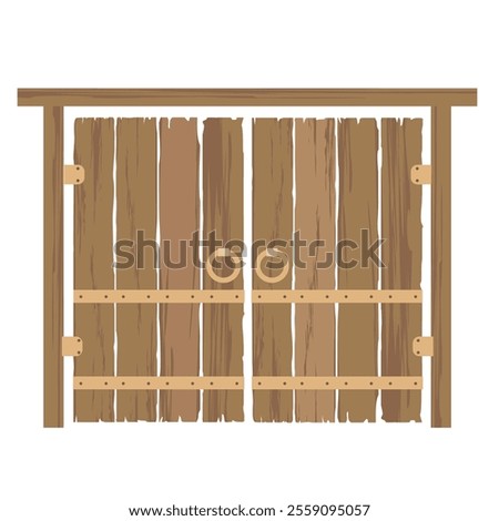 Similar – Image, Stock Photo large wooden gate with plain door handle, slanted wooden boards and painted with different green paint, which is peeling off