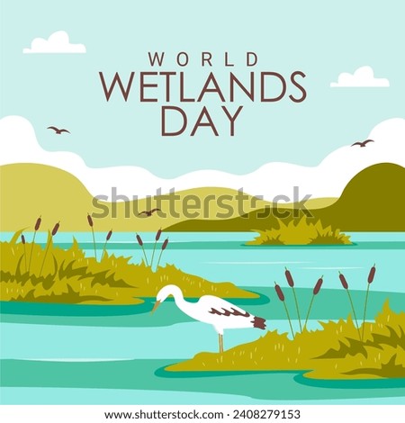 flat design world wetlands day poster template vector stock